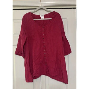 Soft Surroundings Berry Red Button-Front Tunic